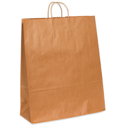 16 x 6 x 19 <span class='fraction'>1/4</span>" Kraft Paper Shopping Bags